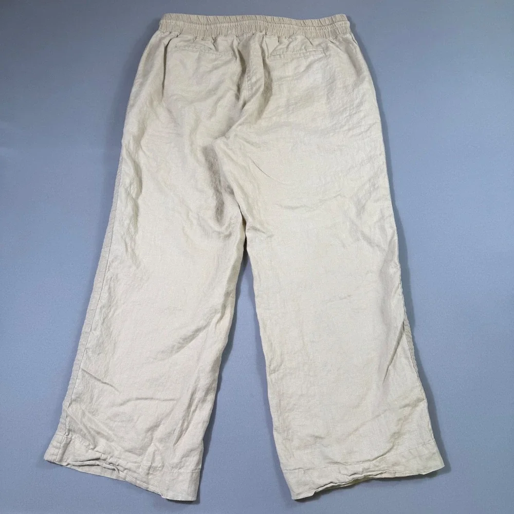 Quince Wide Leg Linen Blend Pants in Light Beige/Cream